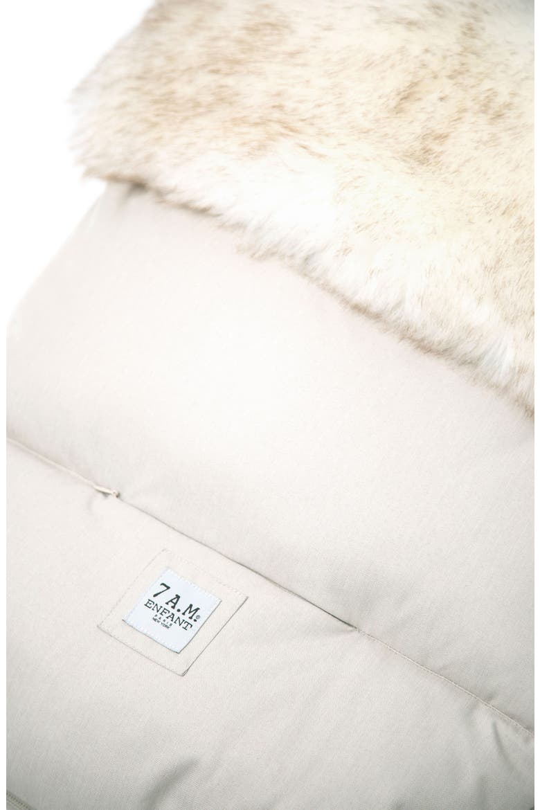 PlushPOD Tundra Water Repellent Faux Fur Lined Car Seat/Stroller Bunting, Alternate, color, BEIGE HEATHER WHITE FUR