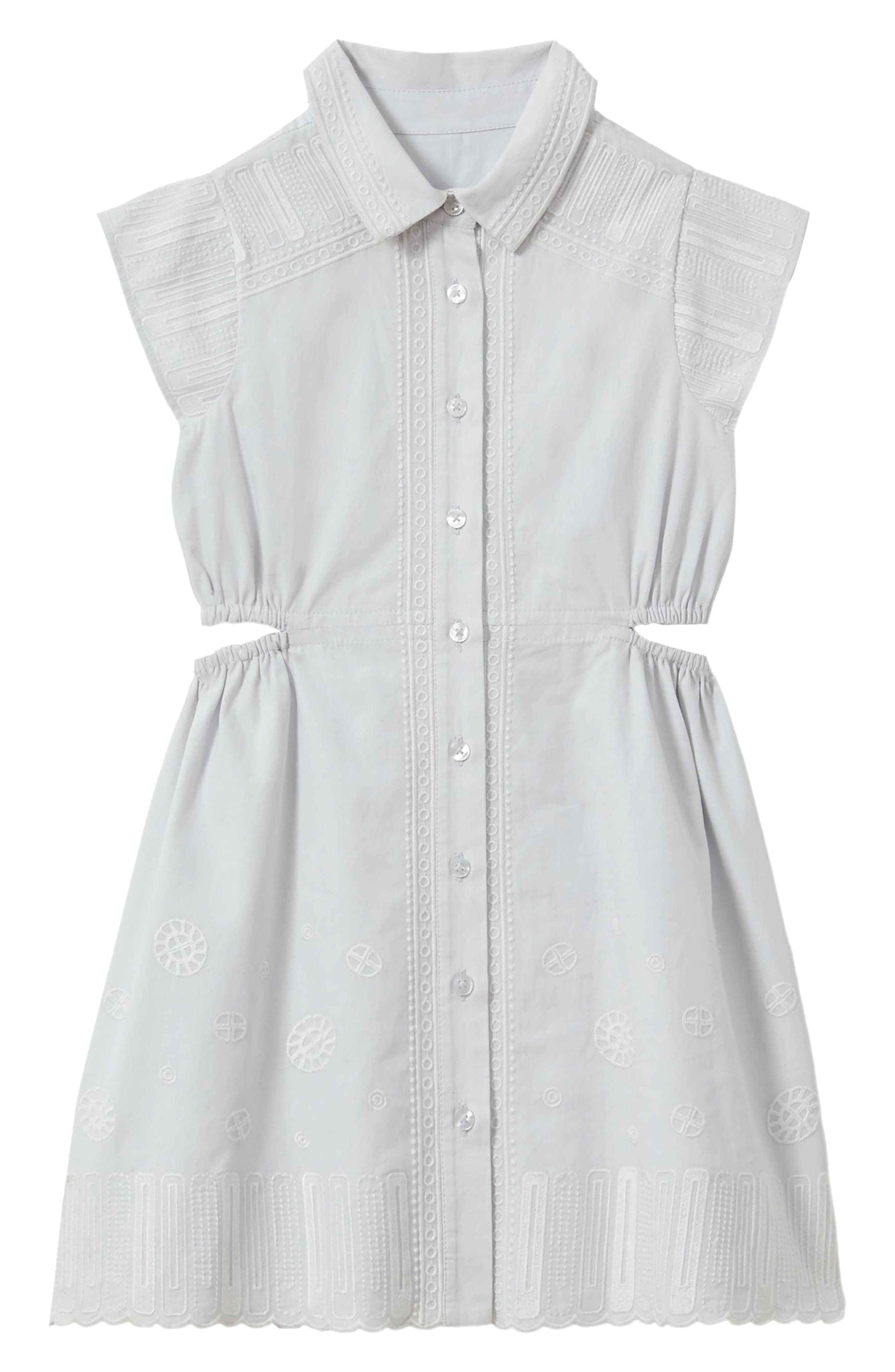 Reiss Kids' Elliot Jr. Embroidered Cutout Cotton Dress