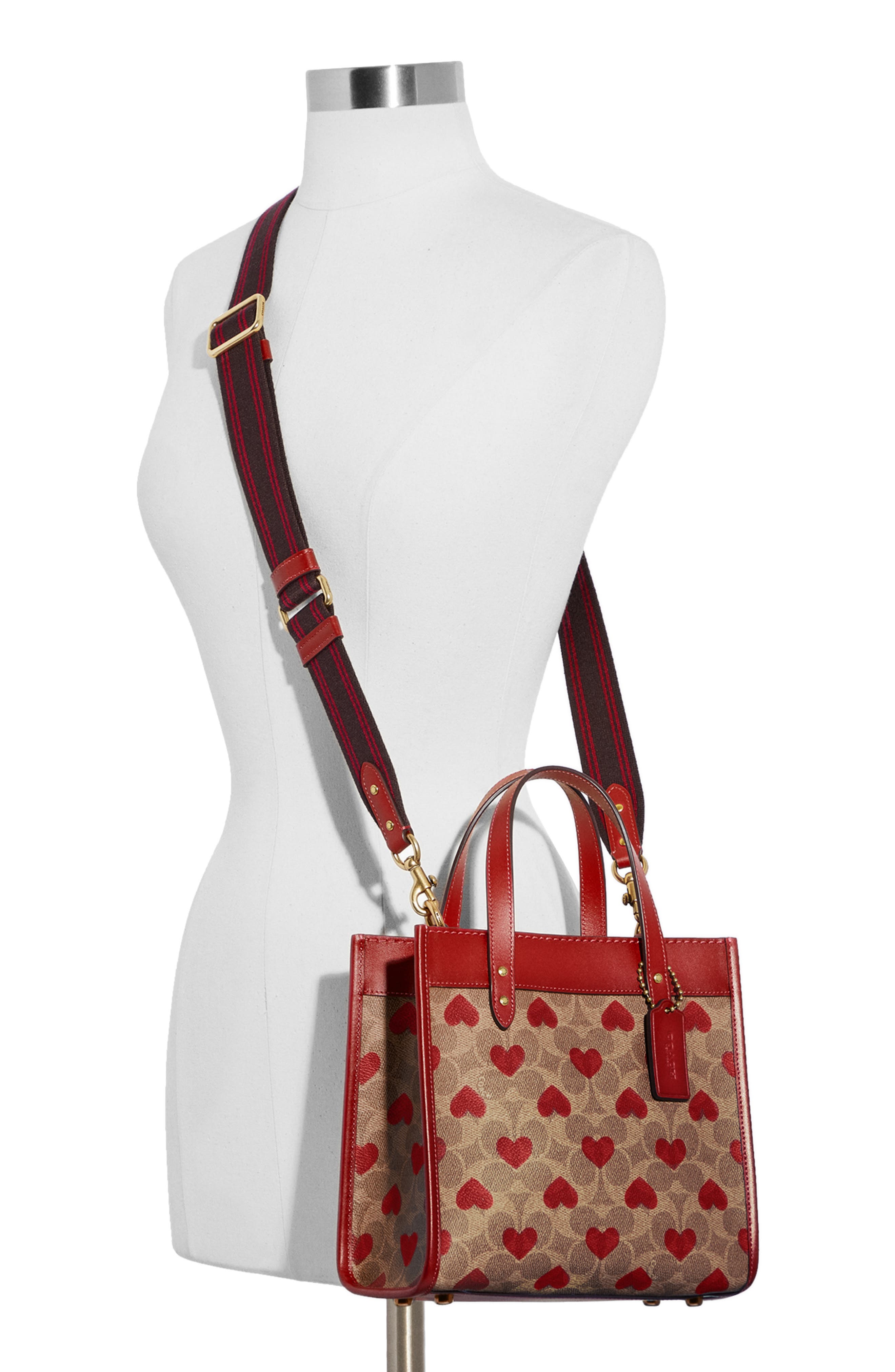 COACH Signature Coated Canvas & Hearts Field Tote, Alternate, color, 