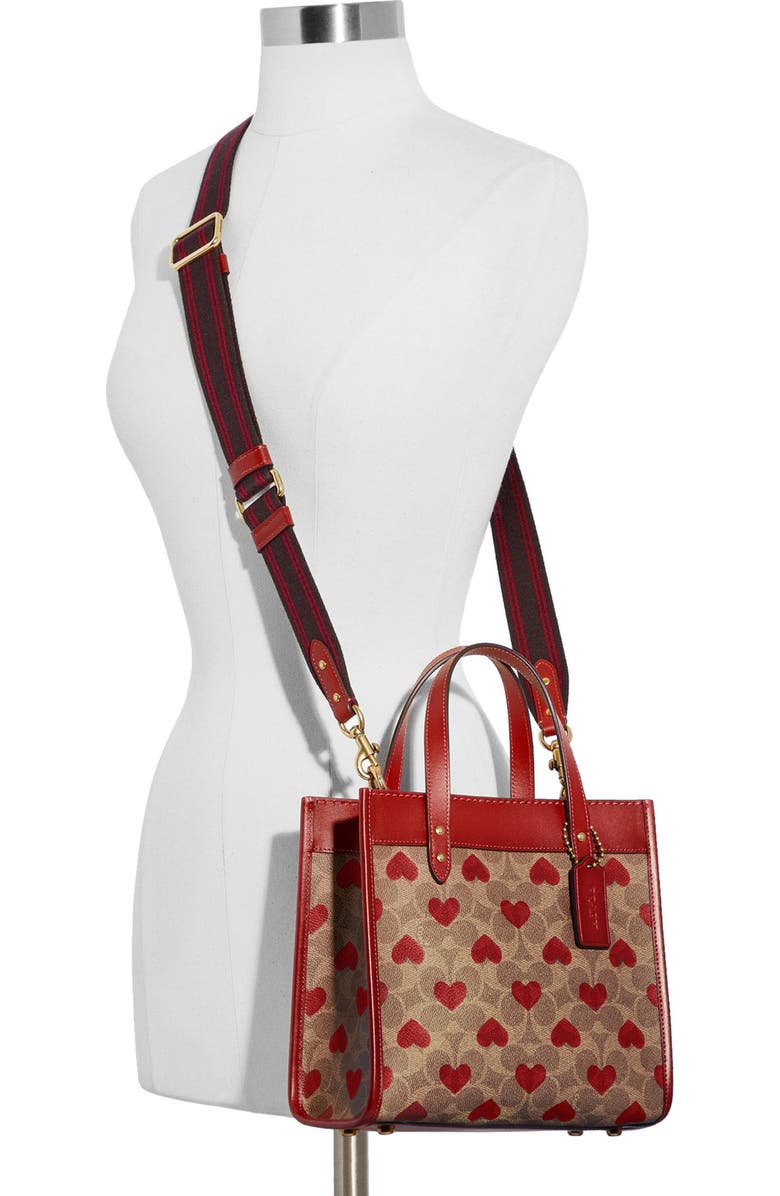 COACH Signature Coated Canvas & Hearts Field Tote, Alternate, color,