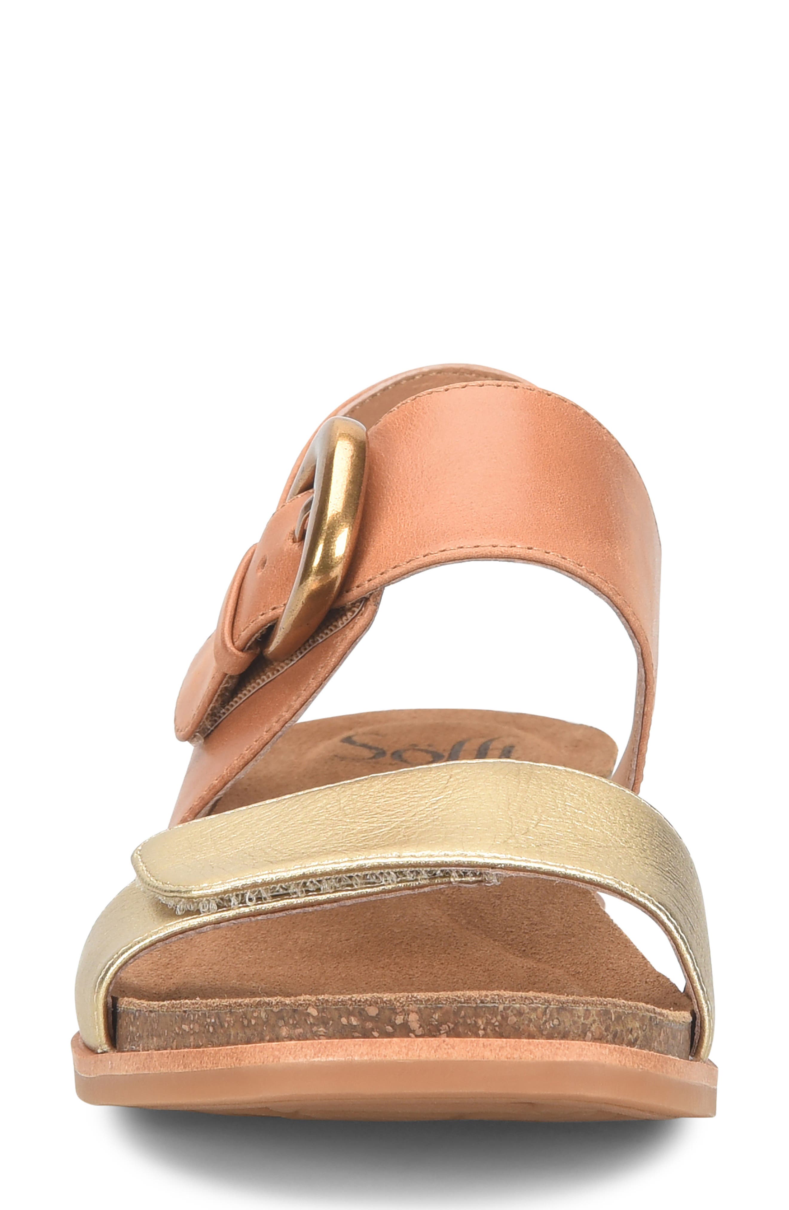 Peggie Wedge Sandal, Alternate, color, LUGGAGE/ GOLD