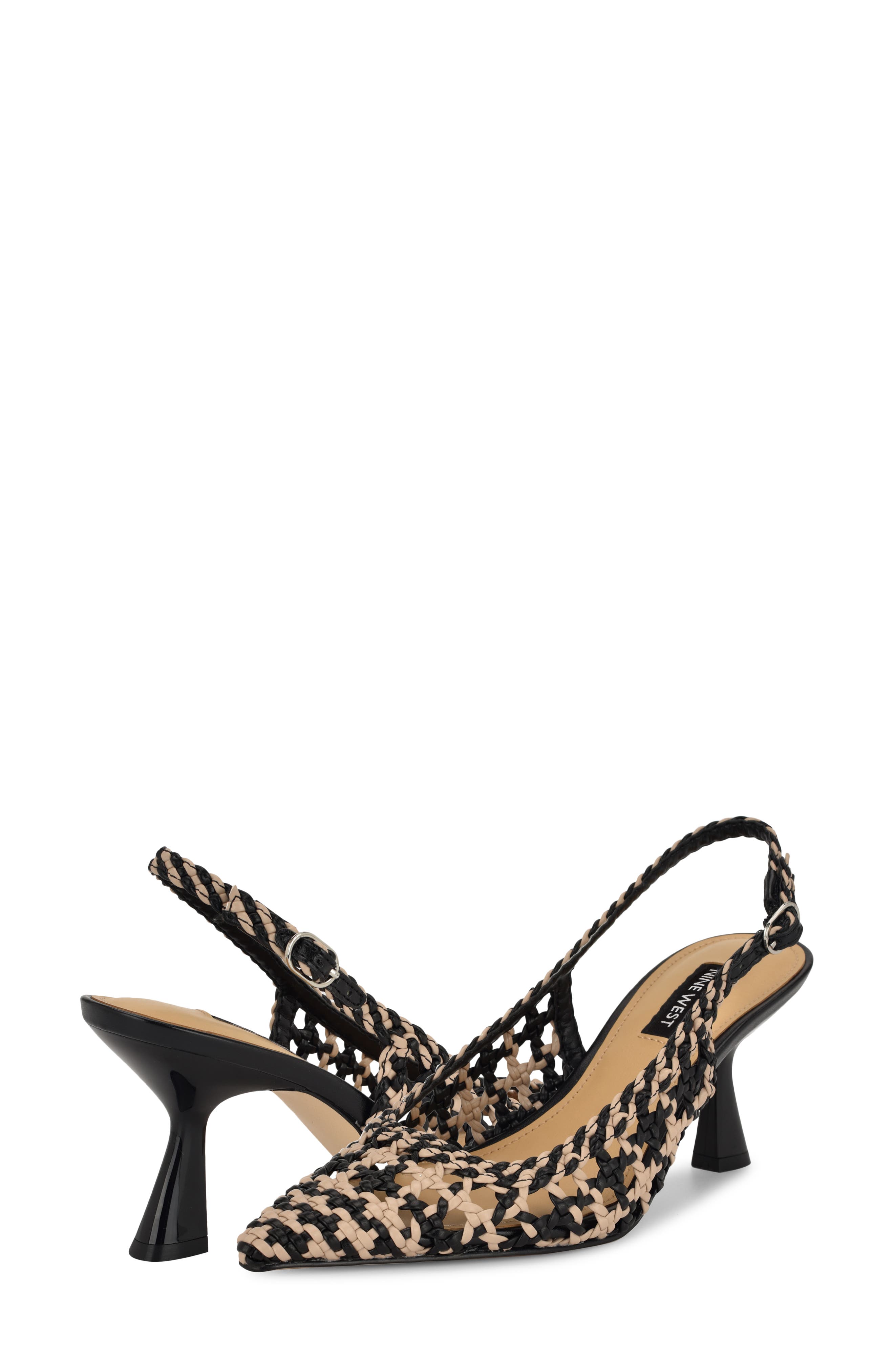 Nine West Madalene Pointed Toe Slingback Pump, Alternate, color, Black 001