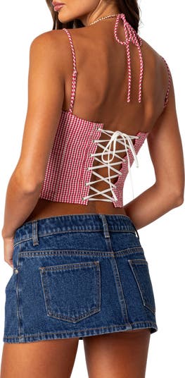 Burberry - Pink and top White Gingham Corset Top