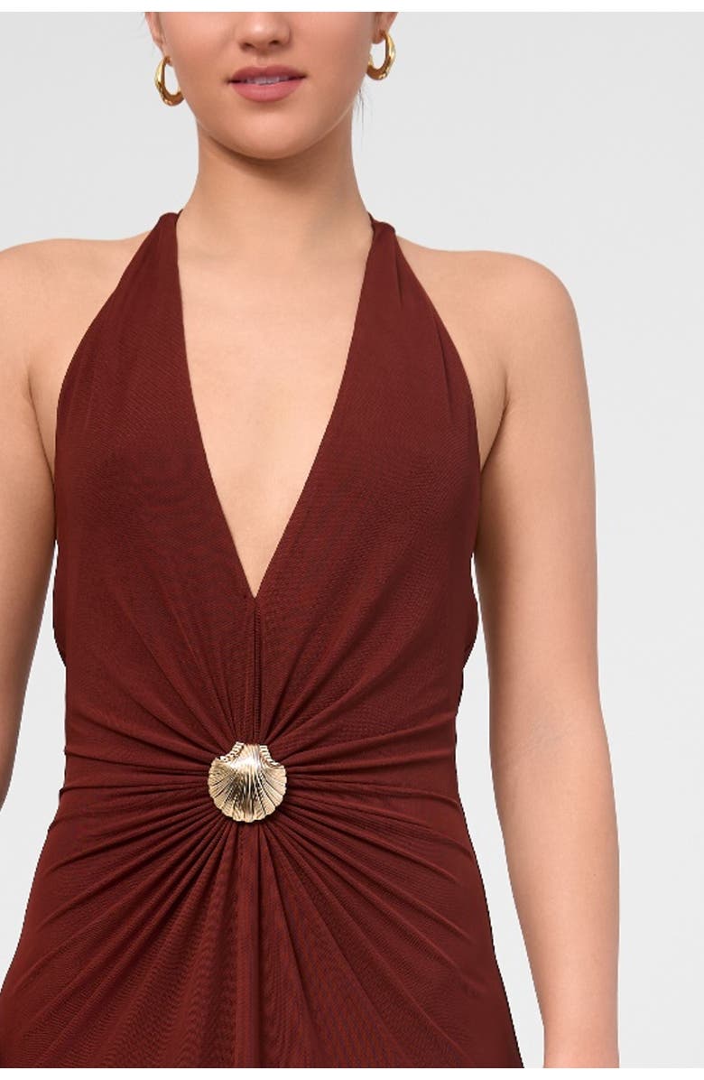 RACHEL Rachel Roy Sabella Mesh Halter Maxi Dress, Alternate, color, Dark Red