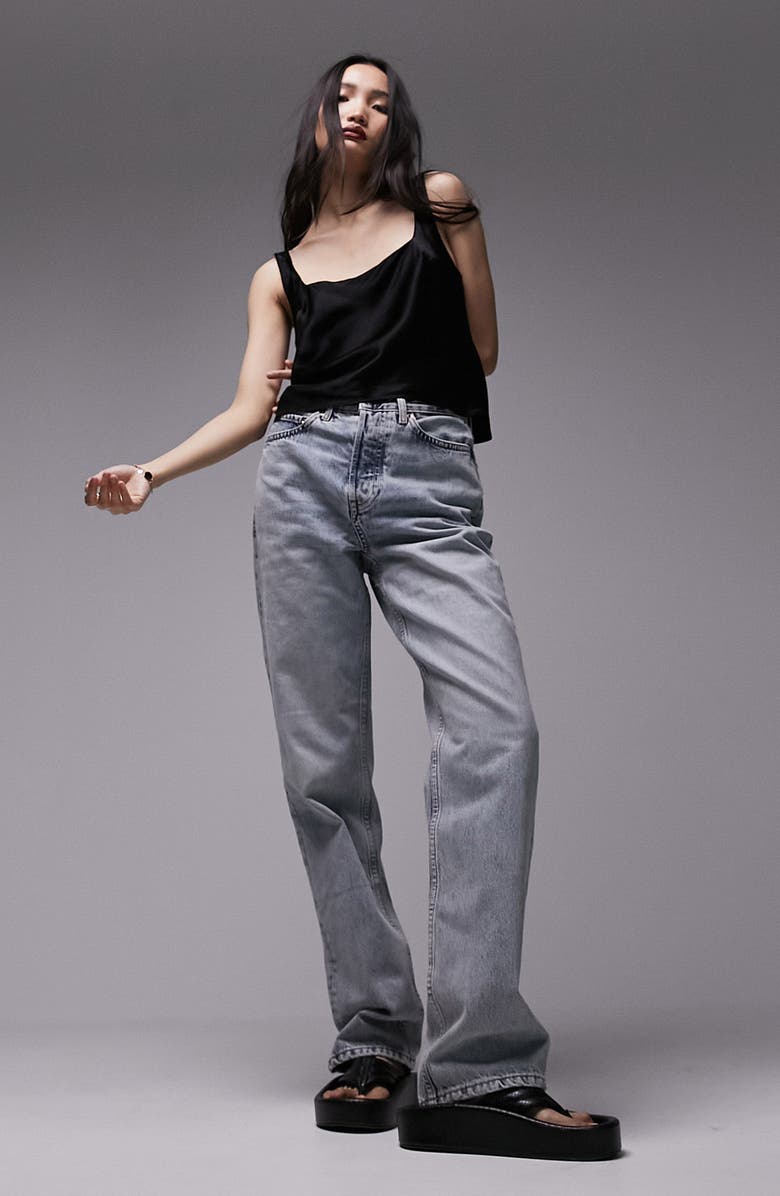 Topshop Square Neck Satin Camisole, Alternate, color, 