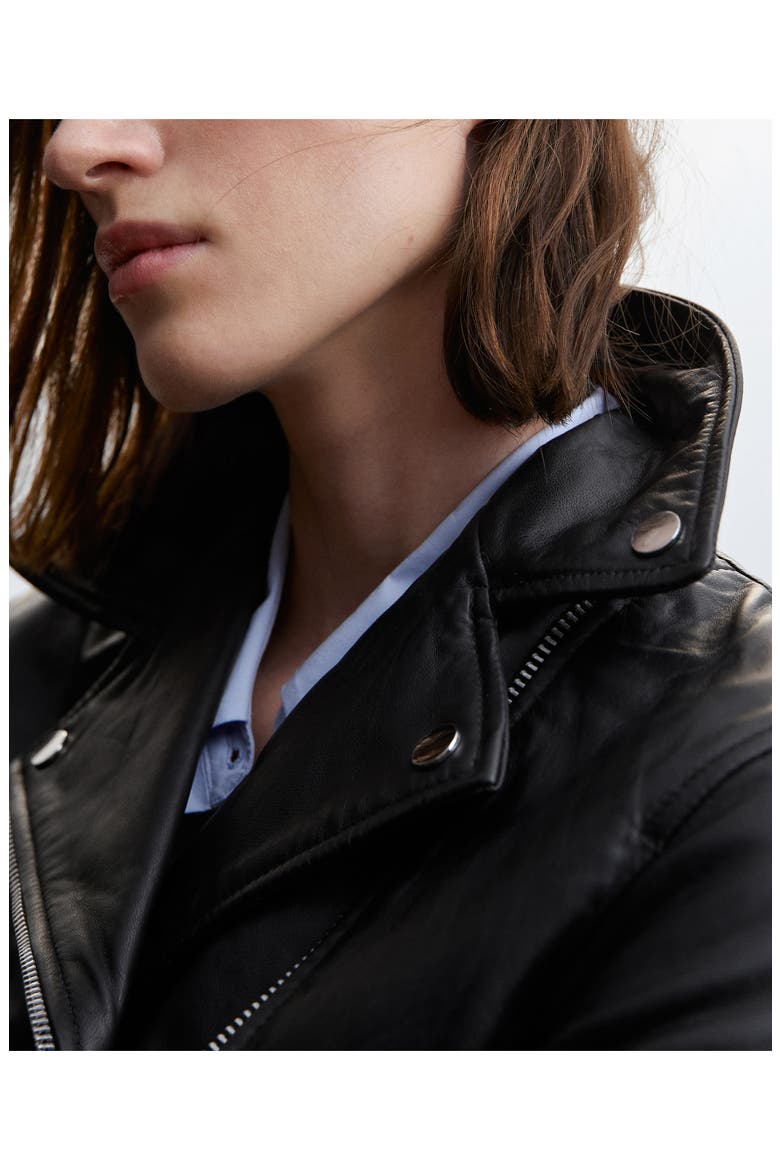 Leather Biker Jacket, Alternate, color, BLACK