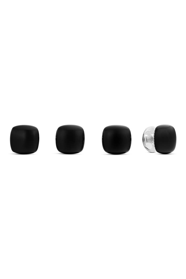 Streamline® Cushion Tuxedo Studs, Sterling Silver with Black Onyx, Main, color, BLACK
