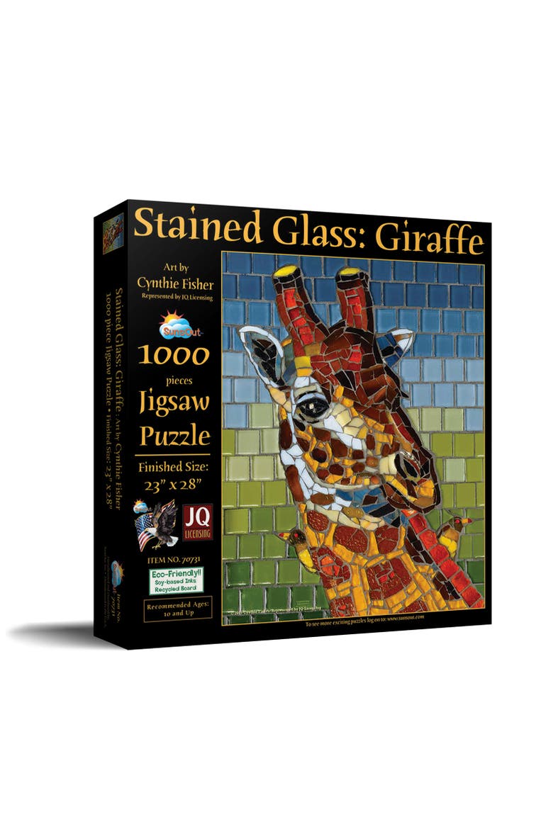 Stained Glass Giraffe 1000 piece Jigsaw Puzzle for Adults, Main, color, Multicolor