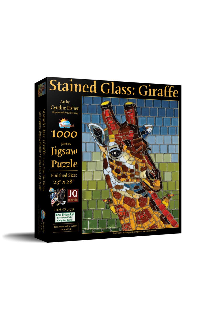 Sunsout Stained Glass Giraffe 1000 piece Jigsaw Puzzle for Adults, Main, color, Multicolor