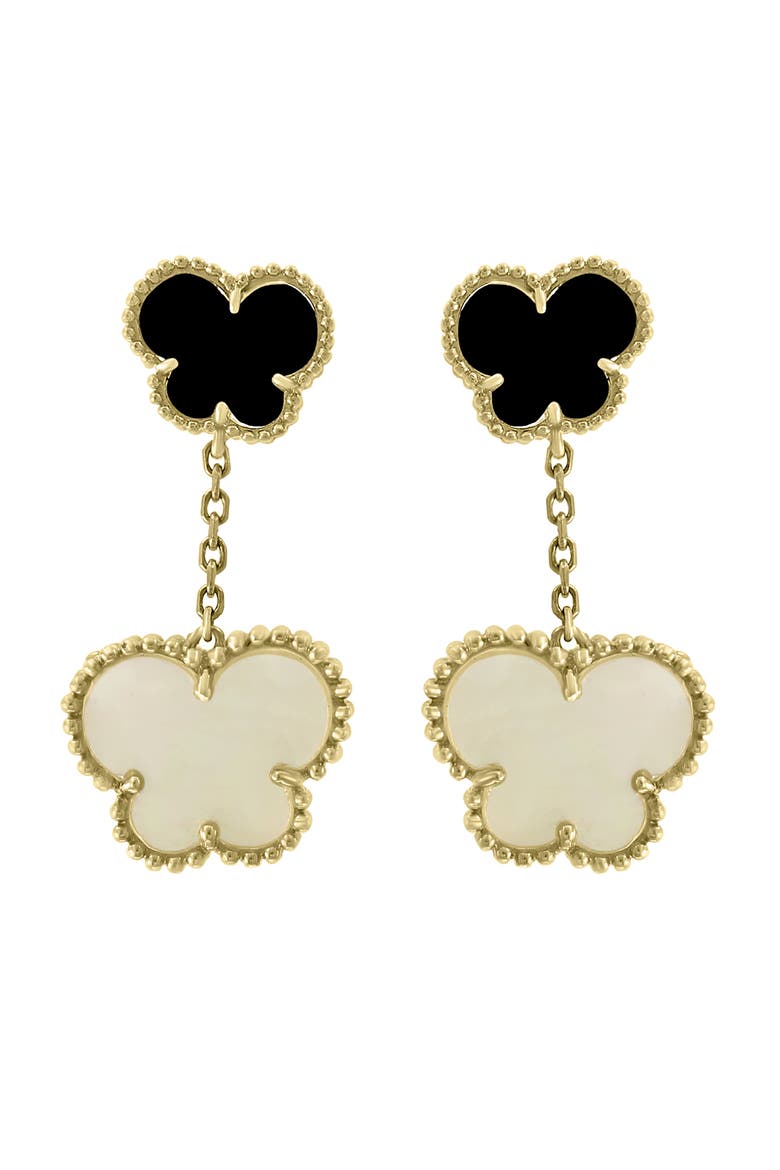 14K Yellow Gold ,Mother of Pearl,Onyx Earrings, Main, color, Hematite and FW Blush Pearl
