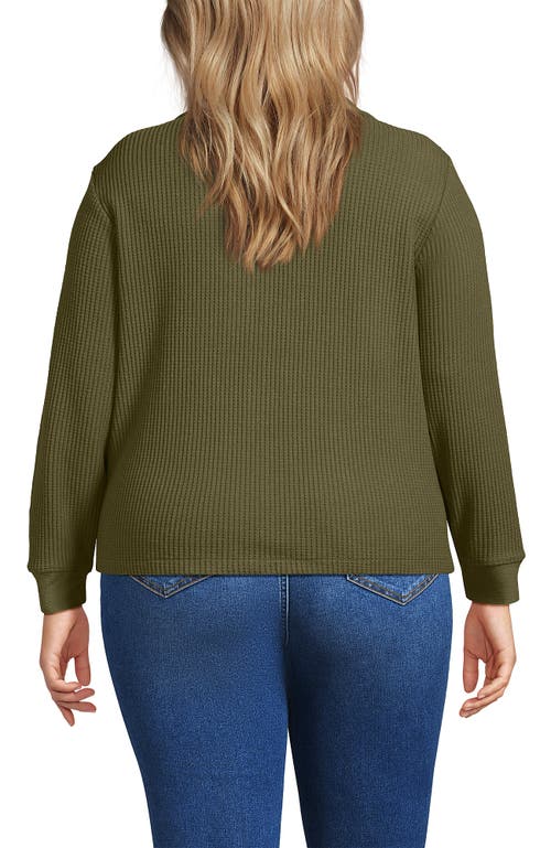 Lands' End Waffle Relaxed Long Sleeve Shirt Jacket In Animal Print