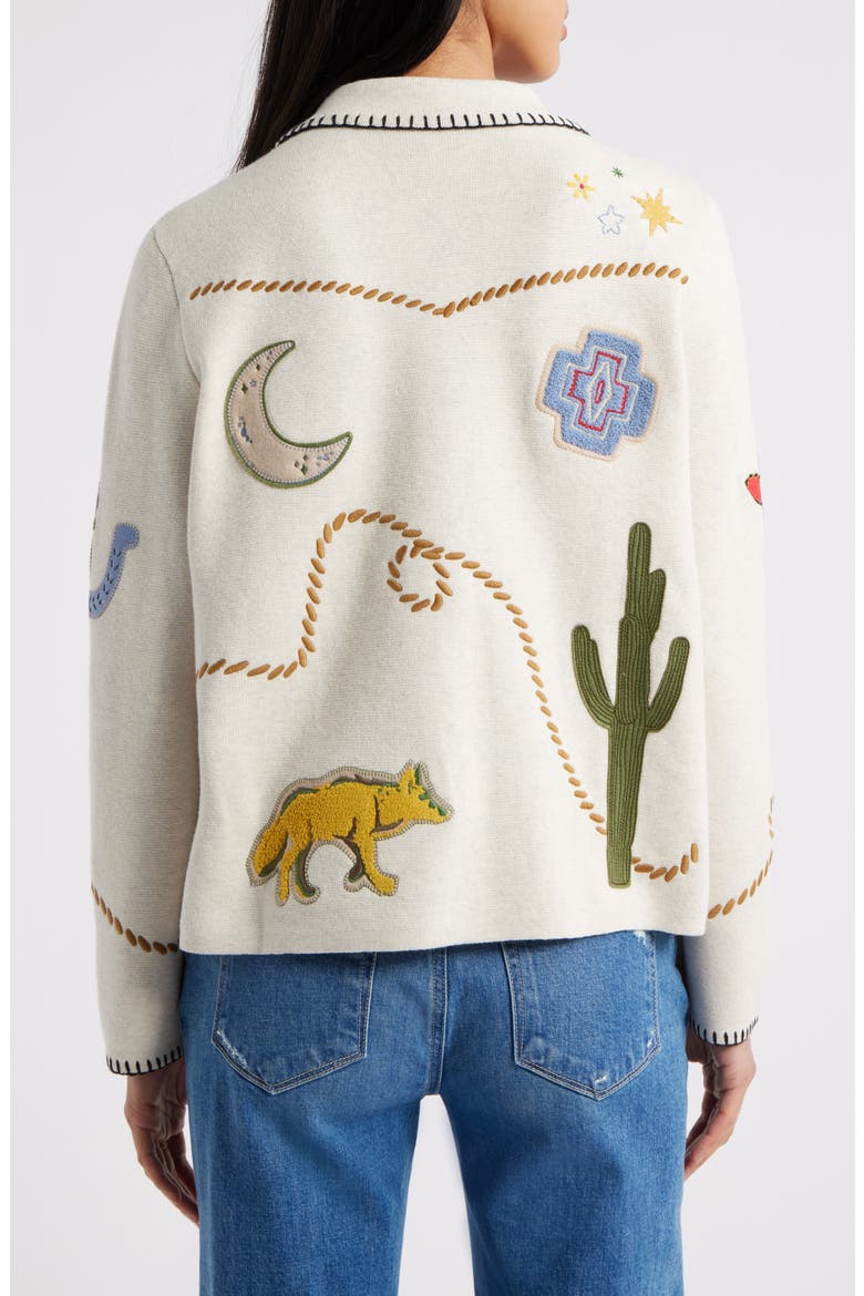 Souvenir Merino Wool & Cotton Cardigan, Alternate, color, OATMEAL MULTI