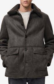 MANGO Faux Suede & Faux Shearling Collar Jacket