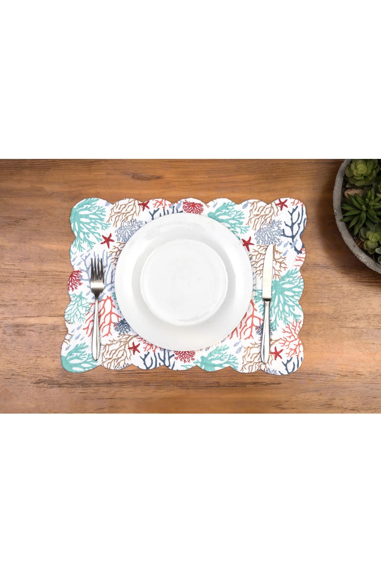 Coral Cove Placemat Collection Sets of 6, Alternate, color, Red