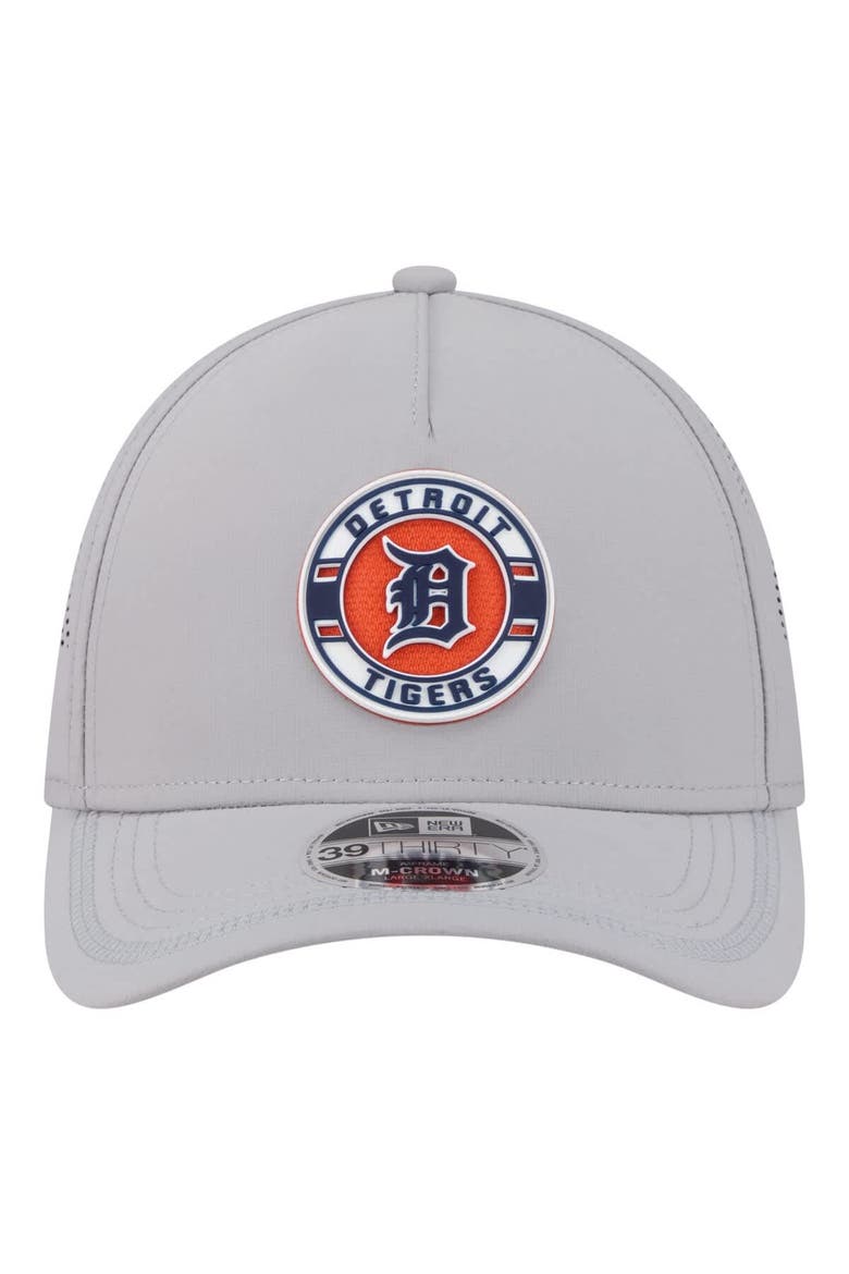 Men's New Era Gray Detroit Tigers Patch 39THIRTY A-Frame M-Crown Perforated Flex Hat, Alternate, color, Gray