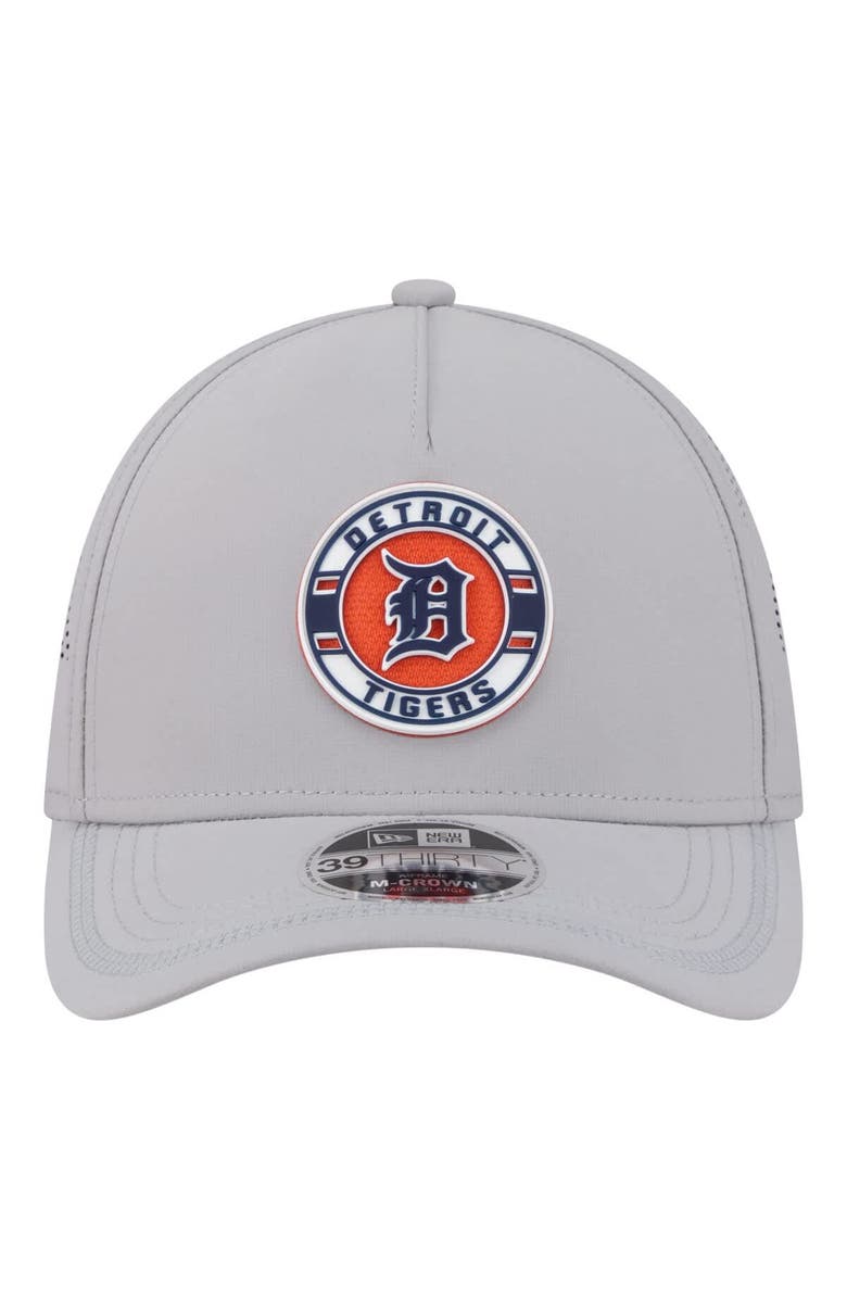 New Era Men's New Era Gray Detroit Tigers Patch 39THIRTY A-Frame M-Crown Perforated Flex Hat, Alternate, color, Gray