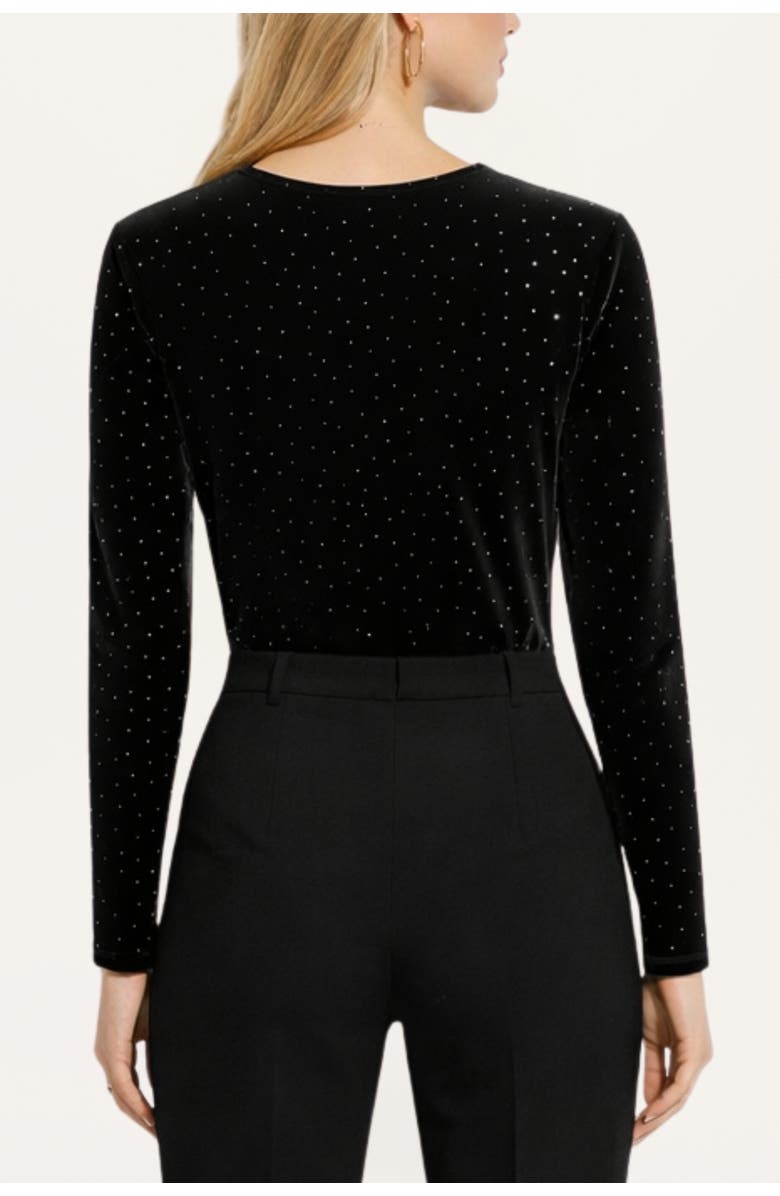 Nocturne Plunge V-Neck Embellished Bodysuit, Alternate, color, Black