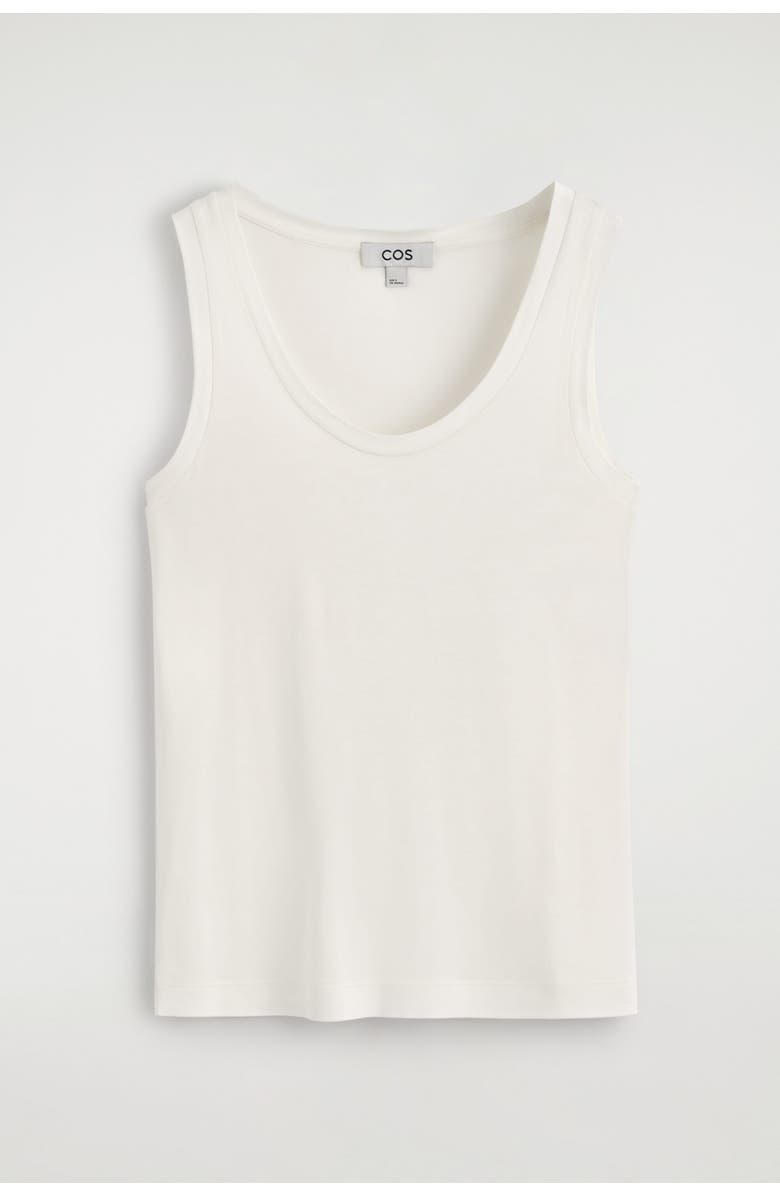 COS Scoop-neck Silk-jersey Tank Top, Alternate, color, White