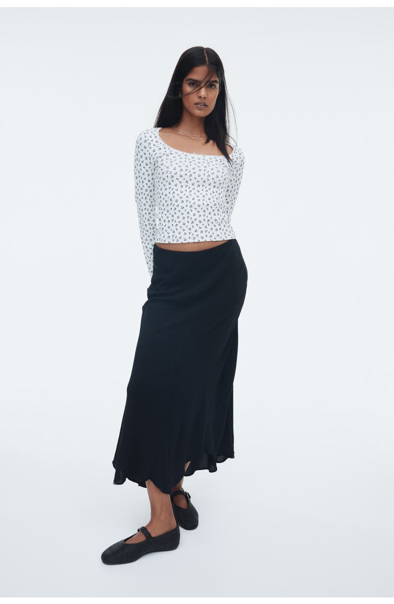 H&M Asymmetric Midi Skirt, Alternate, color, Black