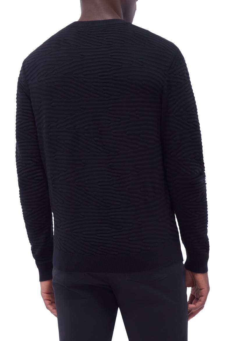 Textured Cotton, Silk & Cashmere Crewneck Sweater, Alternate, color, BLACK