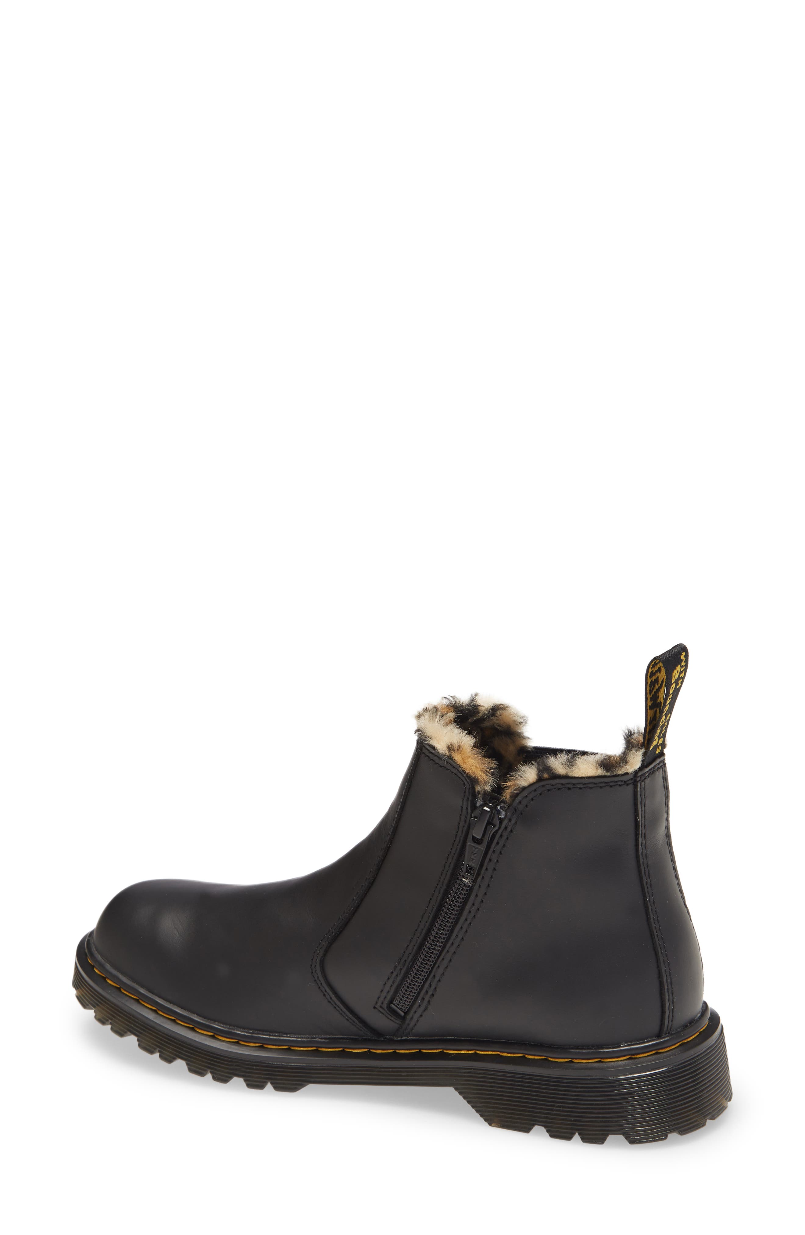 Dr. Martens Kids' Leonore Faux Fur Lined Chelsea Boot, Alternate, color, 