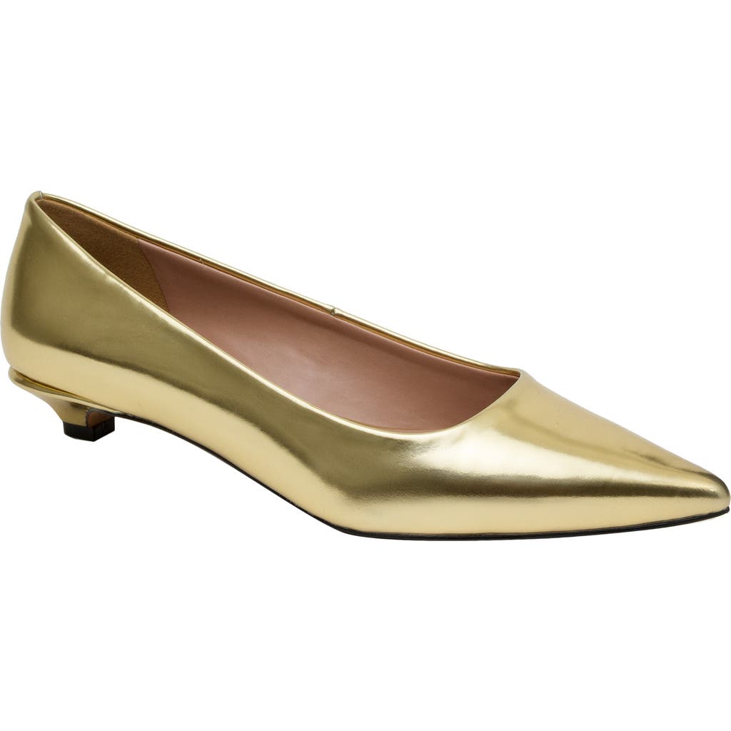 Linea Paolo Patent Pointed Toe Pump In Gold