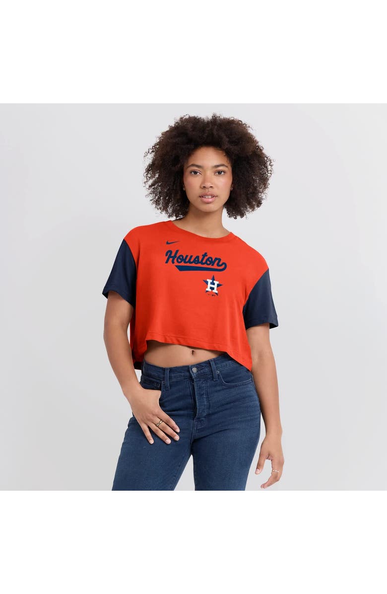 Nike Women's Nike Orange/Navy Houston Astros Script Cropped Performance T-Shirt, Alternate, color, Orange