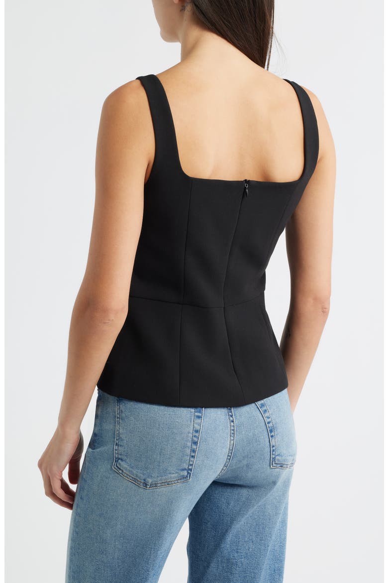 Azra Bow Sleeveless Peplum Top, Alternate, color, BLACK-PORCELAIN CREAM