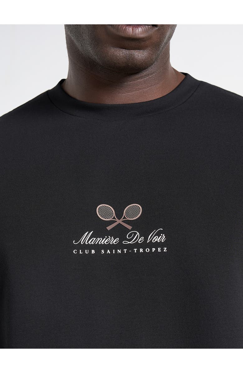 Manière De Voir Aaron Club Saint-Tropez Cotton T-Shirt, Alternate, color, Black