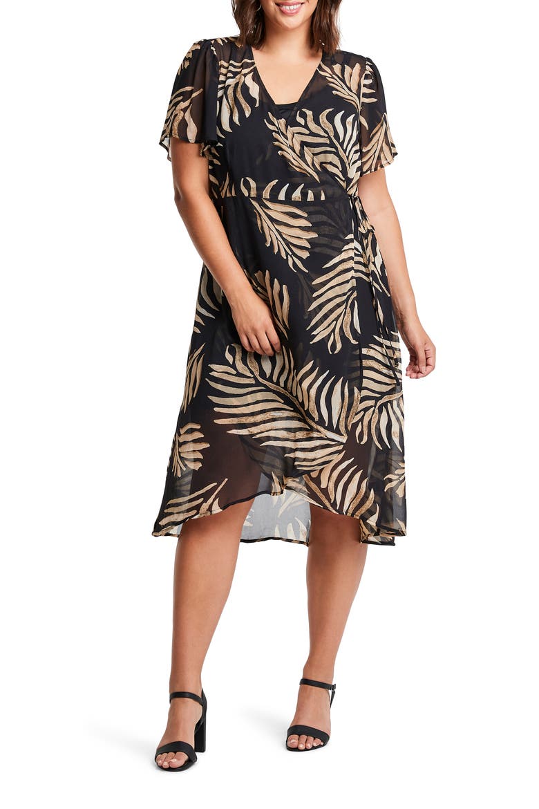 Wild Fern Wrap Midi Dress, Main, color, PRINT