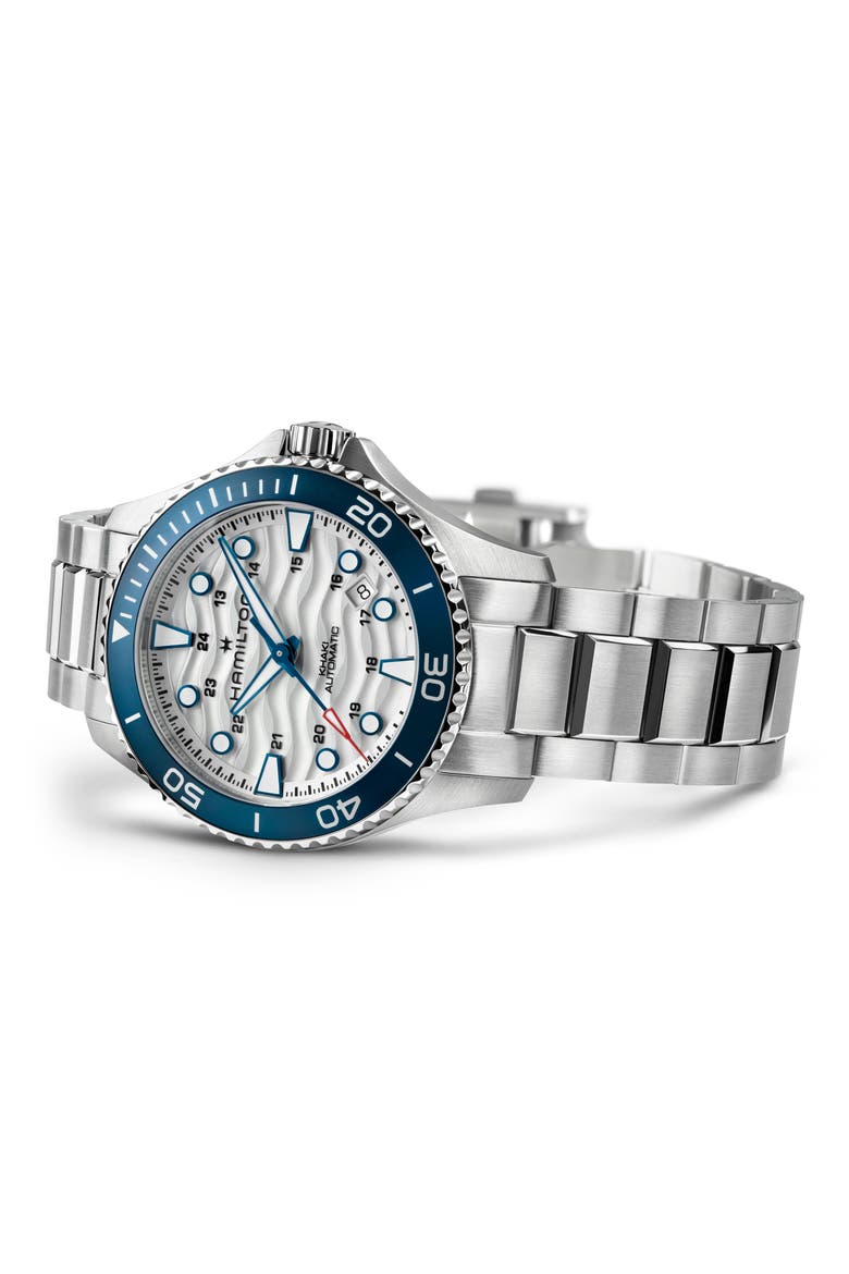 Khaki Navy Scuba White Automatic Bracelet Watch, 40mm, Alternate, color, WHITE/ STAINLESS STEEL
