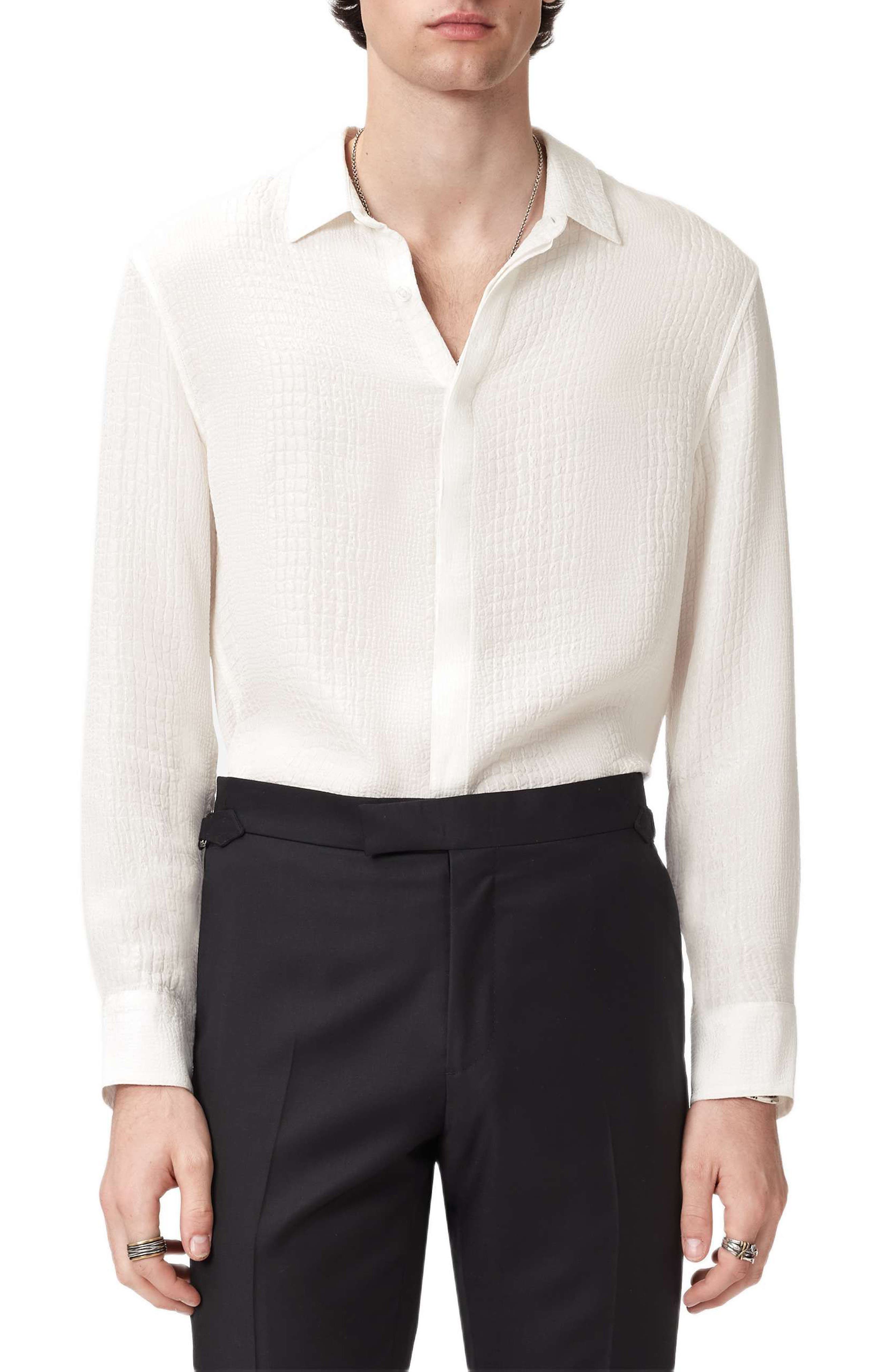 Vito Silk Jacquard Button-Up Shirt - image 3