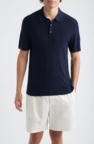 Theory Silk & Cotton Piqué Polo Sweater