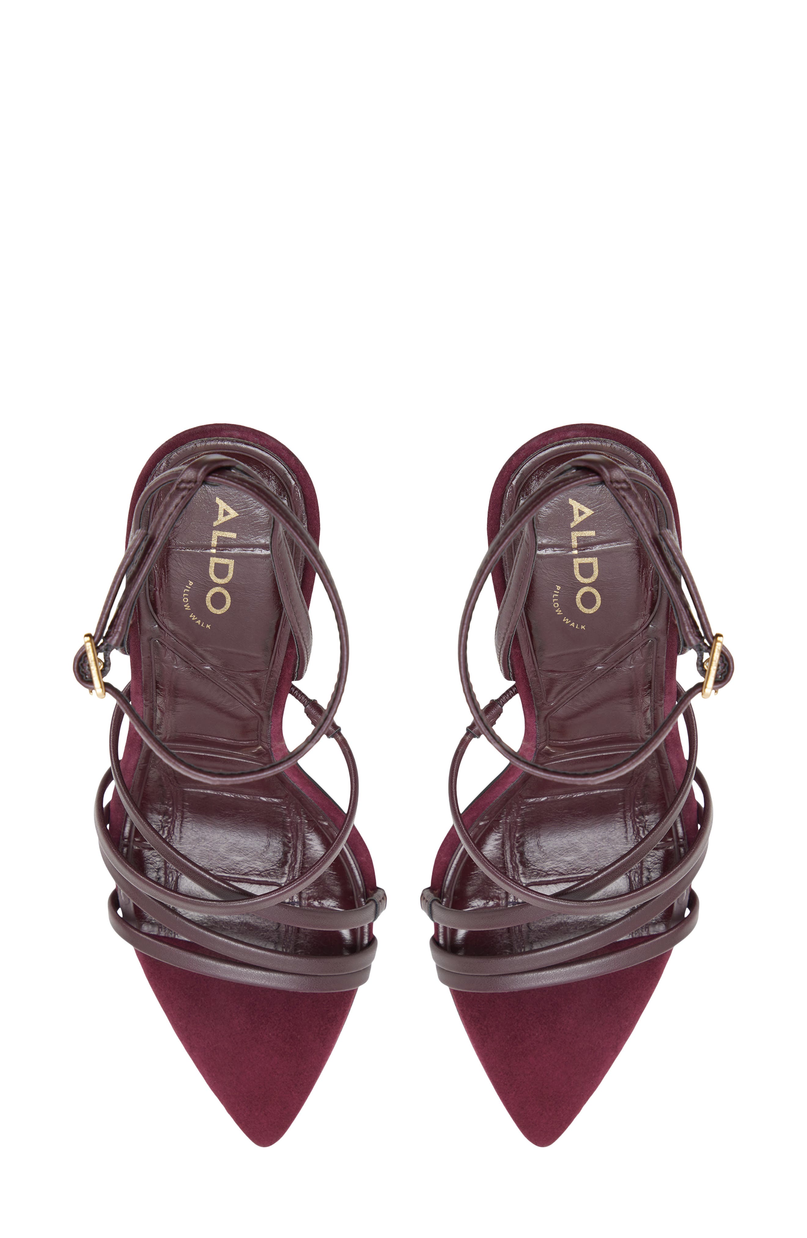 Solania Ankle Strap Pointed Toe Sandal, Alternate, color, BURGUNDY