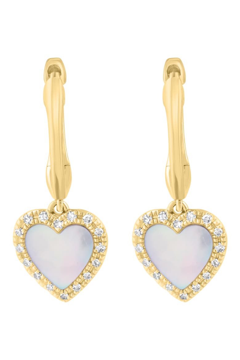 Diamond and Mother-of-Pearl Heart Drop Earrings, Alternate, color, WHITE