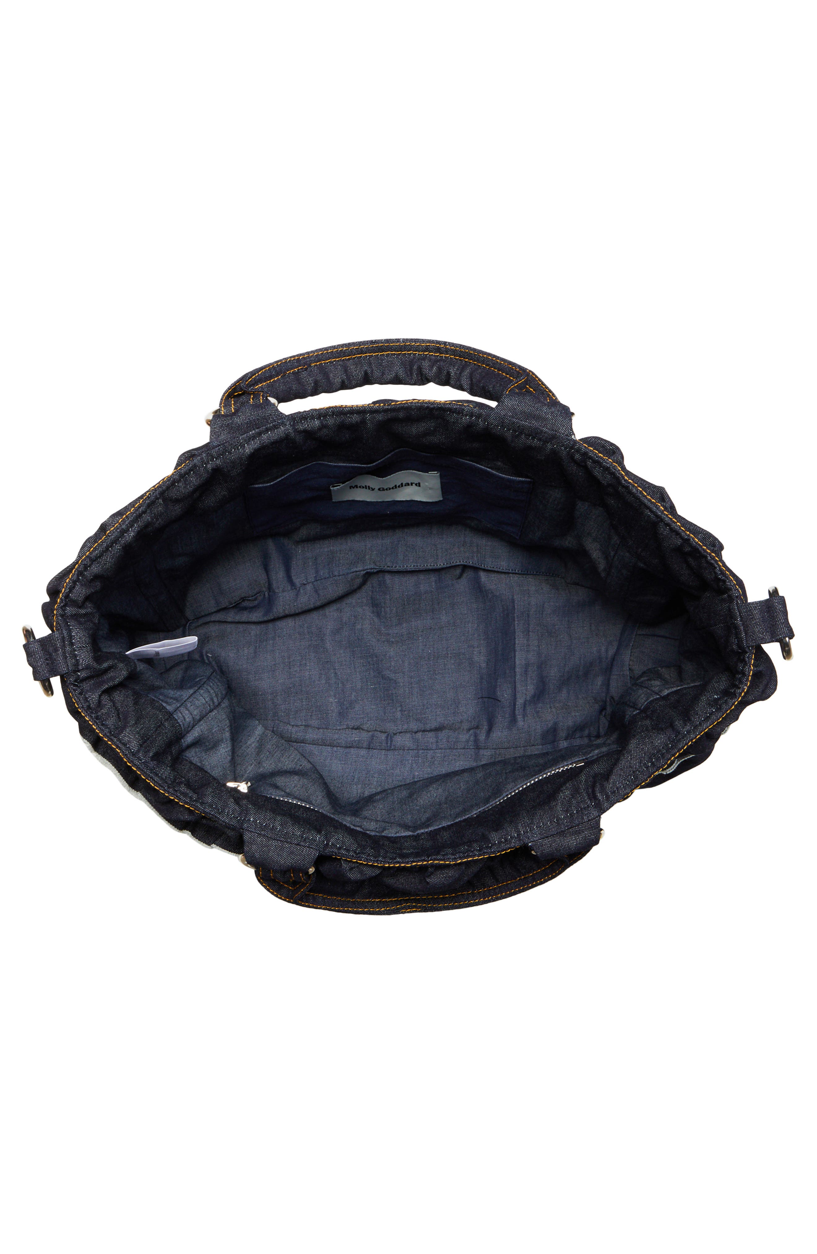 Molly Goddard Frill Denim Top Handle Bag, Alternate, color, 