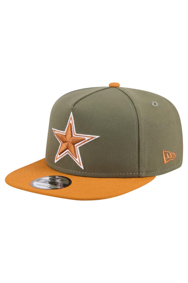Men's New Era Olive/Brown Dallas Cowboys Two-Tone A-Frame 9FIFTY Snapback Hat, Main, color, Olive