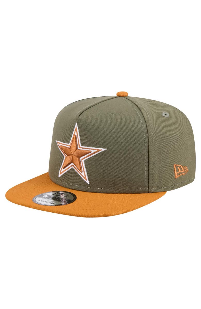 New Era Men's New Era Olive/Brown Dallas Cowboys Two-Tone A-Frame 9FIFTY Snapback Hat, Main, color, Olive