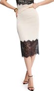 Good American Lace Trim Satin Midi Skirt