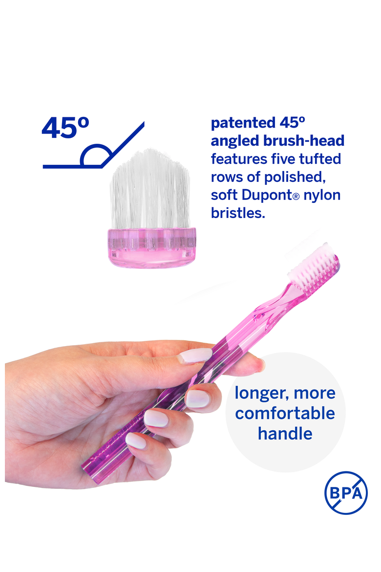 2-Pack New Generation 45° Patented Long Toothbrush, Alternate, color, Pink