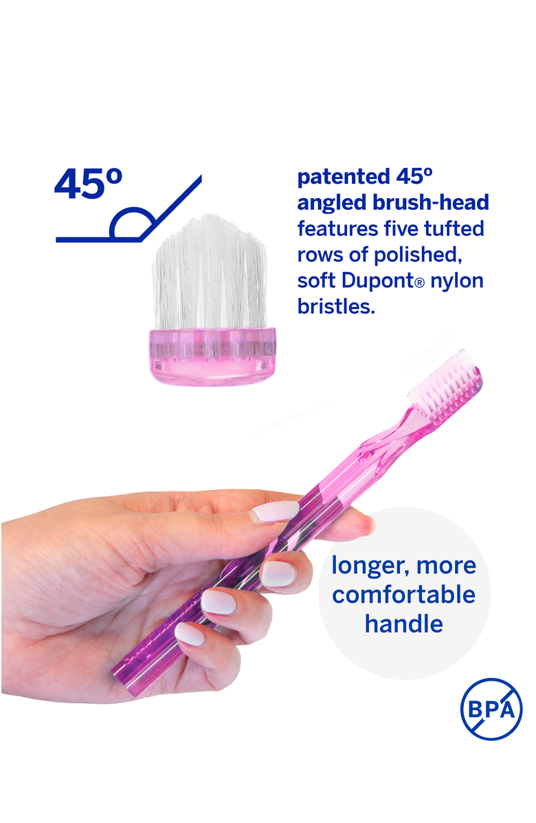 Supersmile 2-Pack New Generation 45° Patented Long Toothbrush, Alternate, color, Pink