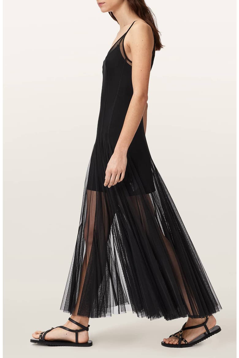 Harmonia Mesh Maxi Dress, Alternate, color, BLACK