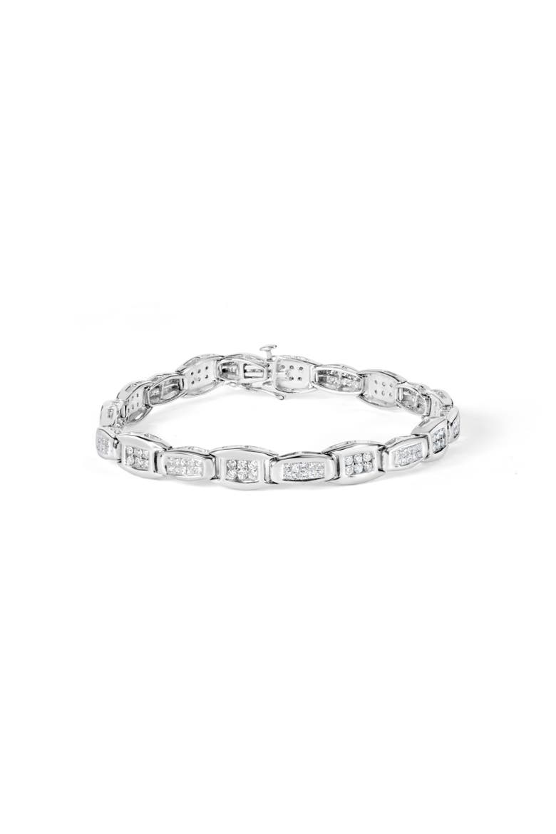 14K White Gold 2-1/2 Cttw Diamond Flared Links Tennis Bracelet, Main, color, White