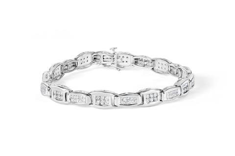 14K White Gold 2-1/2 Cttw Diamond Flared Links Tennis Bracelet