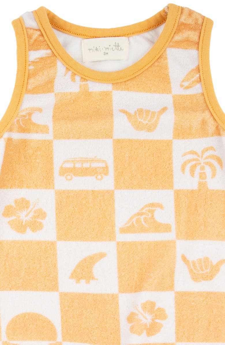Miki Miette Drew Check Print Cotton Terry Tank Romper, Alternate, color,