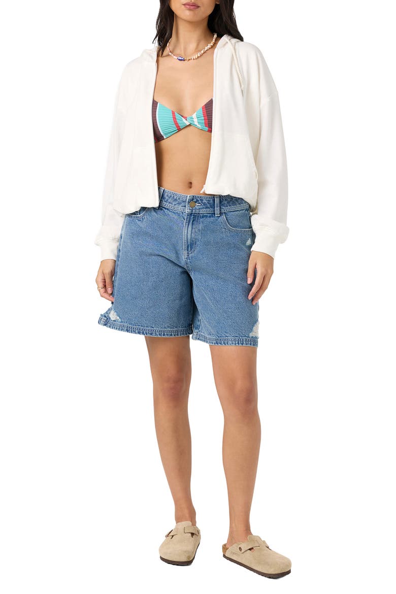 Mae Full Zip Bubble Hoodie, Alternate, color, WHITE