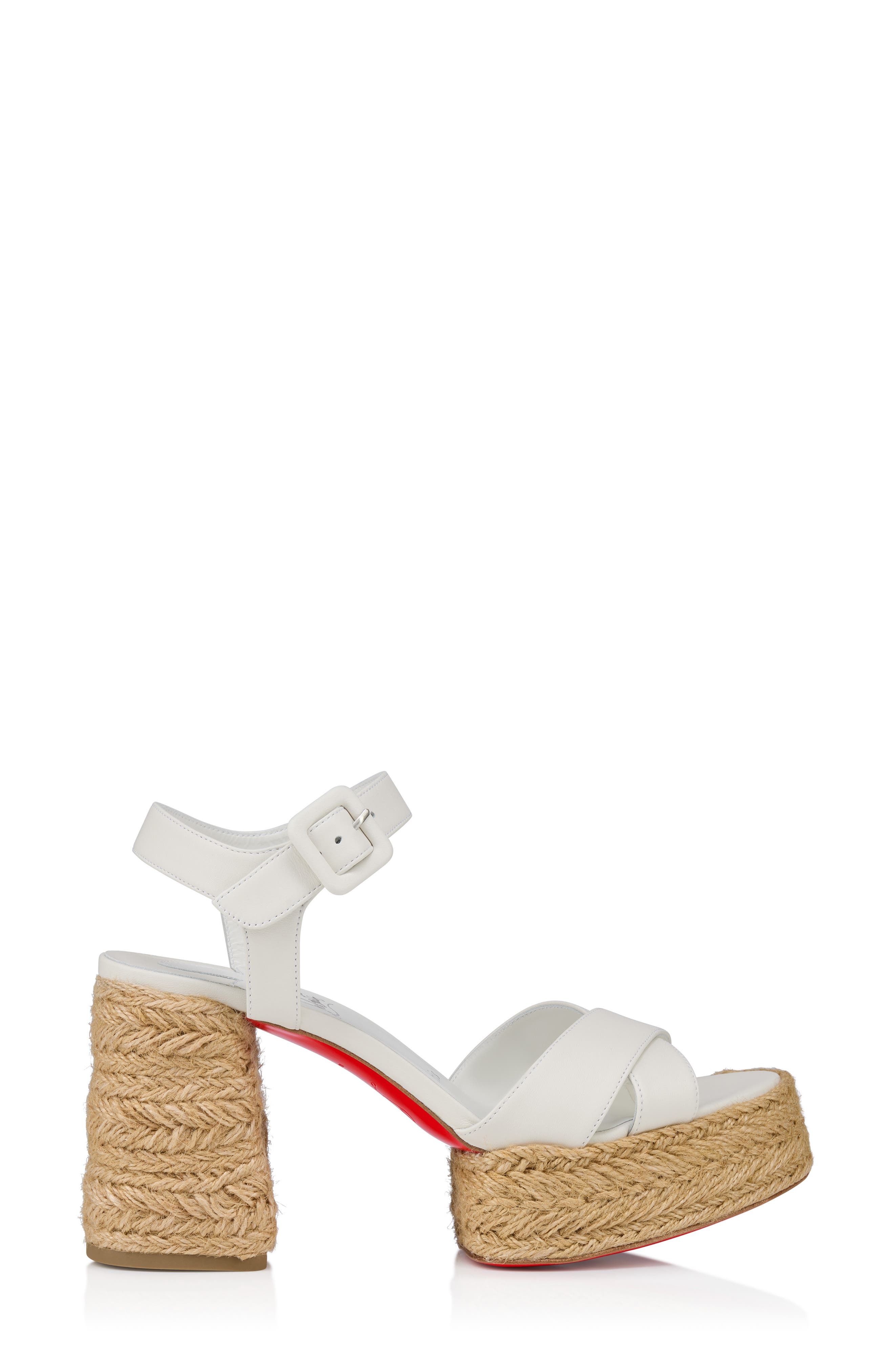 Christian Louboutin Calakala Espadrille Platform Sandal, Alternate, color, Bianco/ Lin Bianco