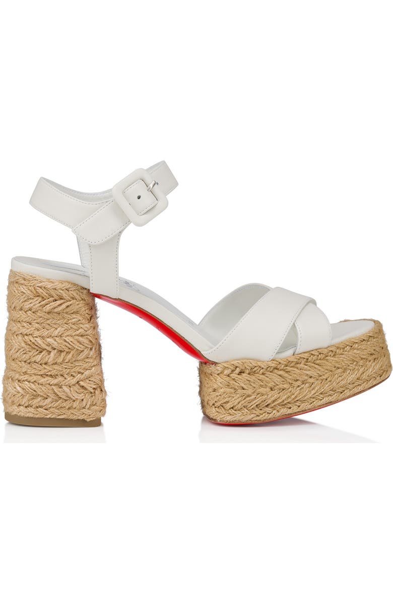 Christian Louboutin Calakala Espadrille Platform Sandal, Alternate, color, Bianco/ Lin Bianco