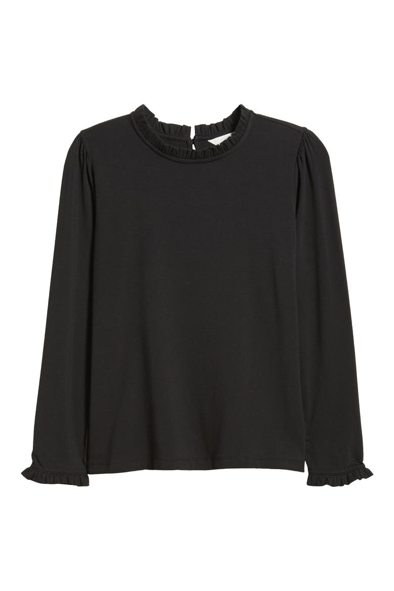 Ruffle Detail Top, Alternate, color, BLACK