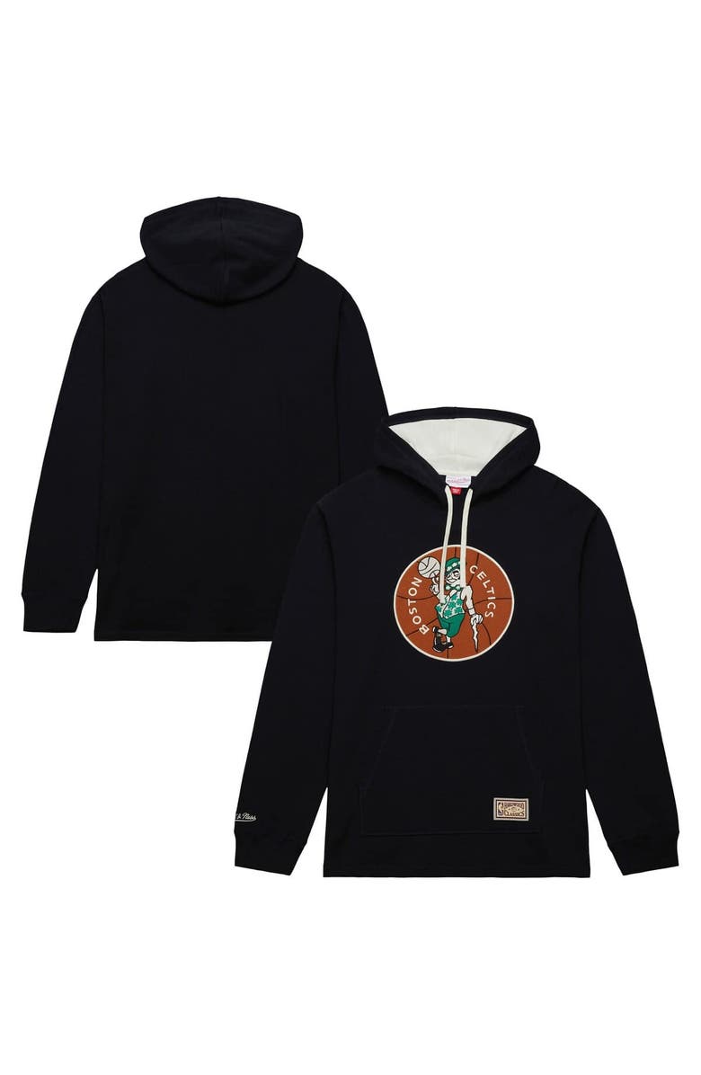 Mitchell & Ness Men's Mitchell & Ness Black Boston Celtics Hardwood Classics Lightweight Thermal Pullover Hoodie, Main, color,